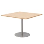 KFI Studios 42" Square Pedestal Table with Maple Top, Round Silver Base